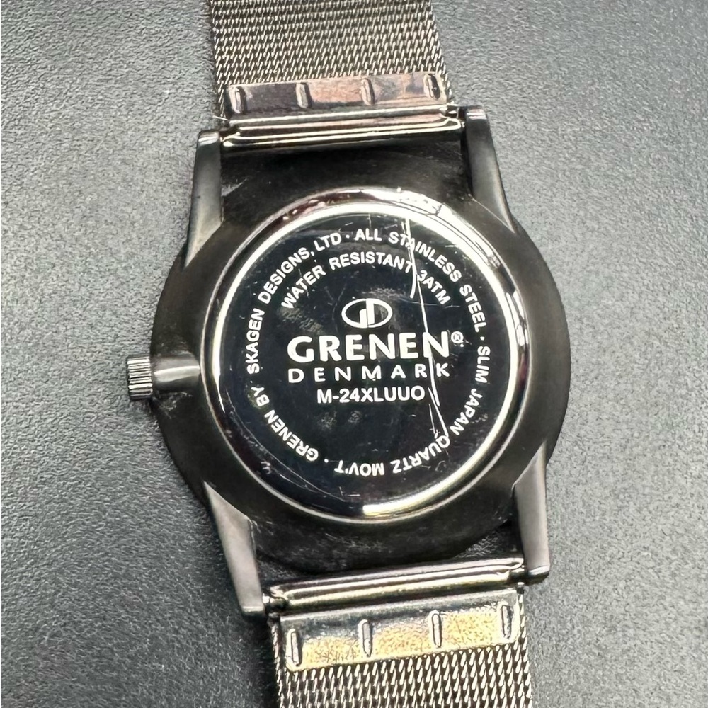 Skagen Mens Watch Black Dial Watch with Silver Mesh Band Grenen Denmark - Picture 5 of 7